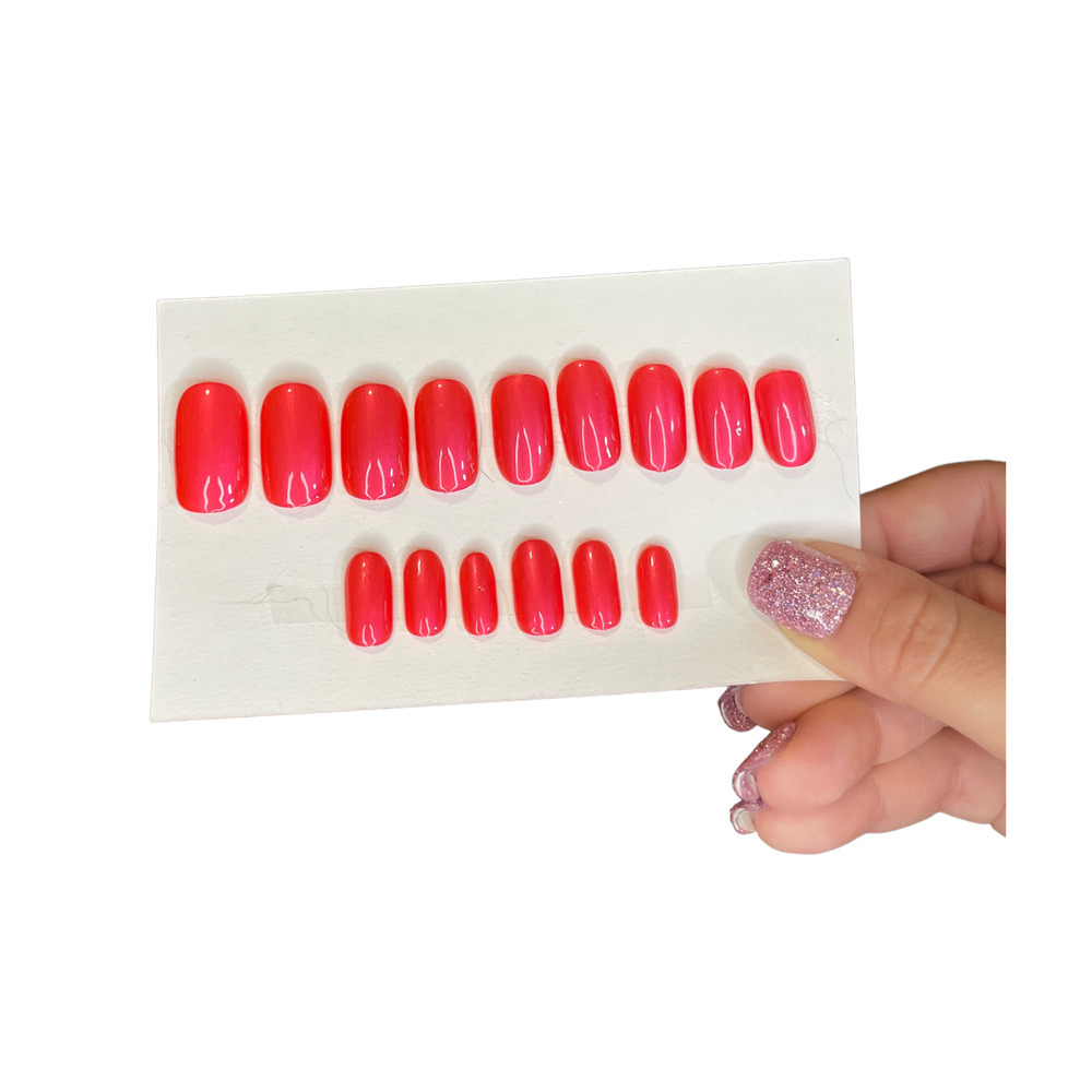 Shimmer Hot Pink Polished & Glazed Nails | Press On Nails | V Day Mani
